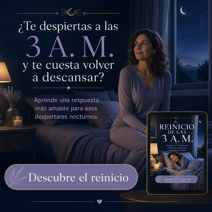 Mujer despierta de madrugada junto a la guía El Reinicio de las 3 A. M.