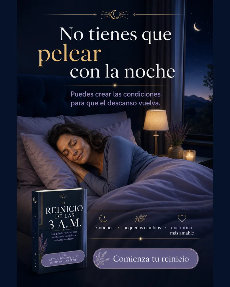 Mujer descansando y el mensaje No tienes que pelear con la noche